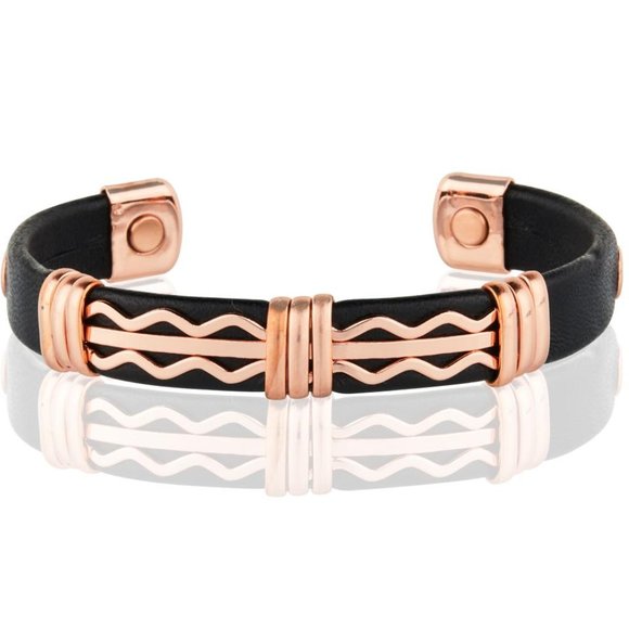 Jewelry - Pure Copper Leatherette Magnetic Bracelet Arthritis Pain Therapy Cuff Bangle